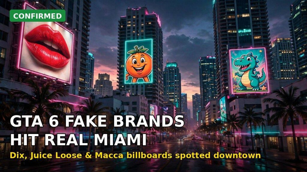 GTA 6’s Fake Brands Are Now Real Miami Billboards — and One Hides the Launch Date