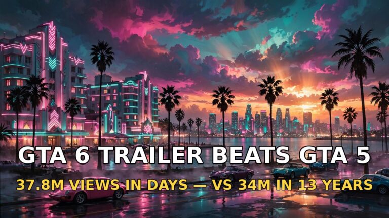 GTA 6 Launch Trailer Passes GTA 5’s Trailer: 37.8M Views in Days vs 34M in 13 Years