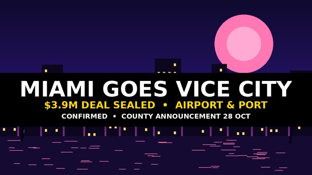 Miami Goes Vice City: Rockstar’s $3.9M Deal Takes Over the Airport and Port