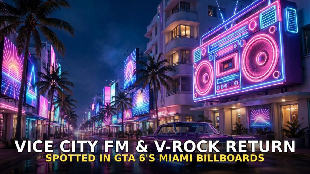 GTA 6 Brings Back Vice City FM and V-Rock: Two More Stations Spotted in Miami Billboards